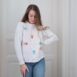 Vintage Cable Knit Jumper with Embroidery in White S 1