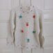 Vintage Cable Knit Jumper with Embroidery in White S 2