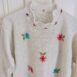 Vintage Cable Knit Jumper with Embroidery in White S 3