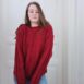 Vintage Handmade Fisherman Jumper in Deep Red M 1