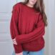 Vintage Handmade Fisherman Jumper in Deep Red M 2