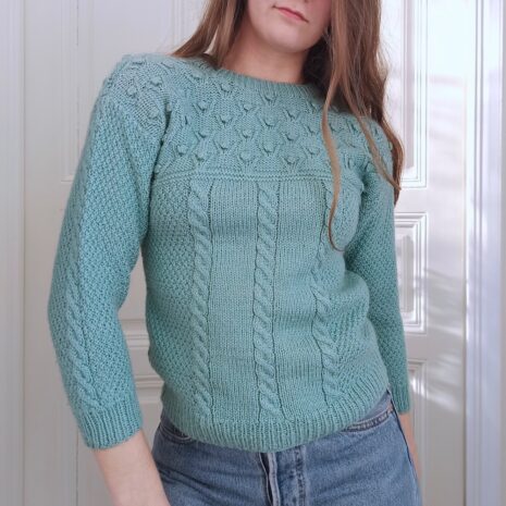 Vintage Handmade Structured Fisherman Knit Jumper in Vintage Blue XS 2