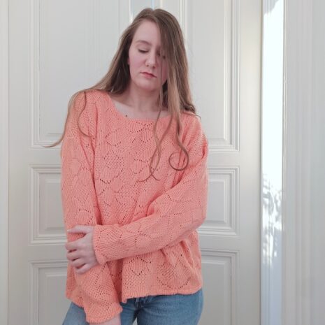 Vintage Pointelle Knit Jumper in Apricot OneSize 1