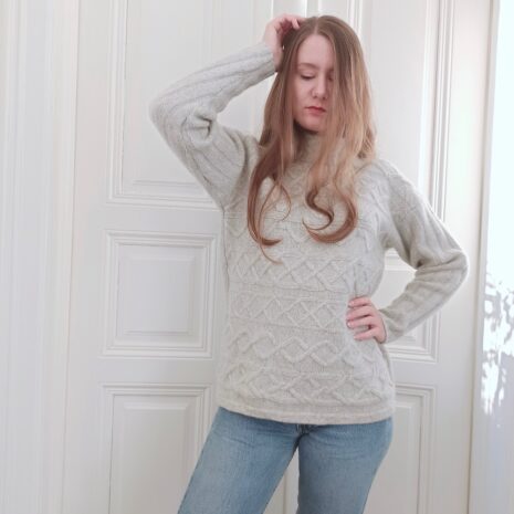 Vintage Via Appia Jumper with Cable Knit Details in Light Grey S 1