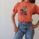 vintage tangerine leo tropical print tee 1