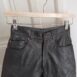 90s Vintage Black Leather Biker Trousers XS detail front