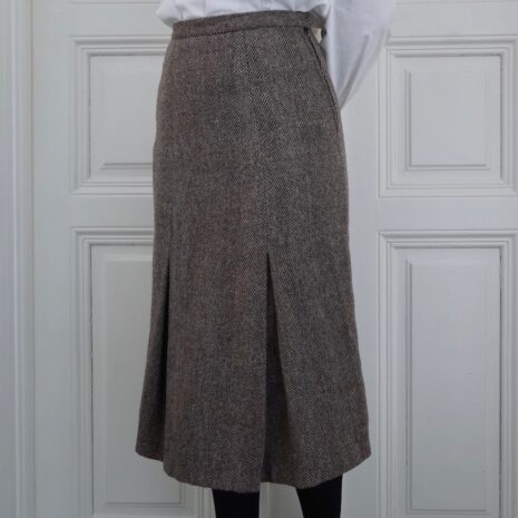 40s Herringbone Wool Skirt with Pleats 32 25“ Rêvelance 2