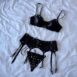 Rêvelance Vintage Lingerie Black Faux Leather Set 00174