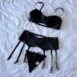 Rêvelance Vintage Lingerie Black Faux Leather Set 00176