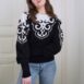 Vintage Angora Wool Jumper with Fleur de Lys Pattern M Rêvelance 1