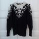 Vintage Angora Wool Jumper with Fleur de Lys Pattern M Rêvelance front