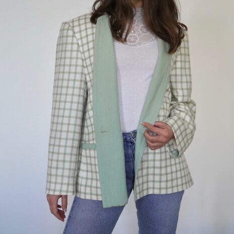 Rêvelance Vintage dELMOd plaid blazer wool and silk open