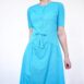 Rêvelance Vintage 50s Drop Waist Dress Tea Length Shortsleeve Teal Cyan 00001