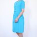 Rêvelance Vintage 50s Drop Waist Dress Tea Length Shortsleeve Teal Cyan 00003