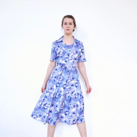 Rêvelance Vintage 70s Dress Floral Midi Dress Blue Aspens Sweden 00003