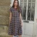 Rêvelance Vintage 70s Dress Pleated Fit and Flare Dress Cotton Ornamental Pattern 00002