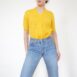 Rêvelance Vintage 70s Summer Knit Cardigan Twee Yellow Pointelle Knit Cardi Top 00003