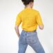 Rêvelance Vintage 70s Summer Knit Cardigan Twee Yellow Pointelle Knit Cardi Top 00005