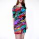 Rêvelance Vintage 80s Crazy Pattern Print Jersey Mini Dress Bodycon West Germany 00001