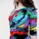 Rêvelance Vintage 80s Crazy Pattern Print Jersey Mini Dress Bodycon West Germany 00004