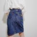 Rêvelance Vintage 80s Denim Skirt VAGABOND Jeans Skirt Dark Wash S 00002