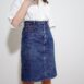 Rêvelance Vintage 80s Denim Skirt VAGABOND Jeans Skirt Dark Wash S 00005