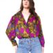 Rêvelance Vintage 80s Hawaiian Shirt Tropical Floral Puff Sleeve Blouse 00005