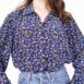 Rêvelance Vintage 80s Oversized Blouse Marine Floral 00008