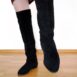 Rêvelance Vintage Black Suede Leather Overknee Boots Flat CARAVELL Cuissardes Black 00006