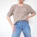 Rêvelance Vintage Boho Summer Knit Handmade Sweater Pointelle Knit Greige 00004