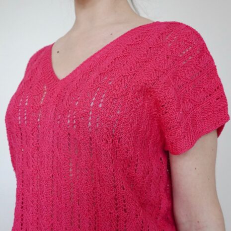 Rêvelance Vintage Crochet Top Handmade Pointelle Knit Vest Pink Fuchsia 00003