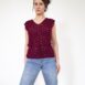 Rêvelance Vintage Lace Knit Vest Purple Cinched Waist Handmade Crochet Top 00001