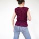 Rêvelance Vintage Lace Knit Vest Purple Cinched Waist Handmade Crochet Top 00002