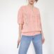 Rêvelance Vintage Summer Cable Knit Top Floral Embroidery Pastel Peachy Rose 00001