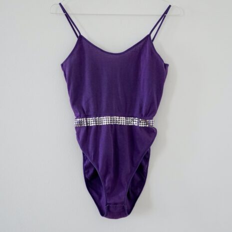 70s Disco Bodysuit Purple Cotton Blend Jersey Revelance Vintage00001