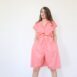 80s PASTEL PINK Tie Front Top & High Waist Shorts Cotton TWO PIECE Revelance Vintage 00006