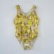 80s Yellow Floral Body Henley Neckline Cotton Size XS Revelance Vintage00001