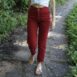 90s Red Jeans High Waist Tapered Leg 24Revelance Vintage00001