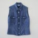 Blue Collared Linen Shirt Top Sleeveless XS Revelance Vintage00001