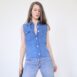 Blue Collared Linen Shirt Top Sleeveless XS Revelance Vintage00004