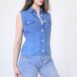 Blue Collared Linen Shirt Top Sleeveless XS Revelance Vintage00006