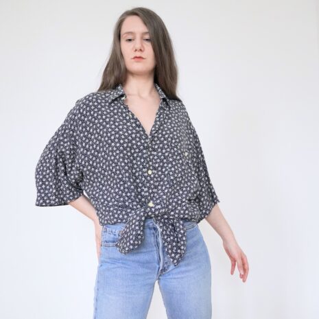 Oversized Vintage Shirt Marine Floral Onesize Revelance Vintage00006