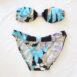 Vintage Floral Bikini Mermaid Top & Classic Bikini Brief Size S -M Blue Black Beige Revelance Vintage Vienna 00002