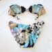 Vintage Floral Bikini Mermaid Top & Classic Bikini Brief Size S -M Blue Black Beige Revelance Vintage Vienna 00004