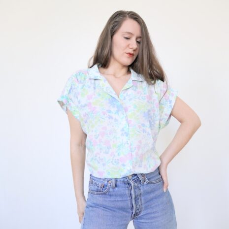 Vintage Pastels Light Floral Blouse Revelance Vintage 00004