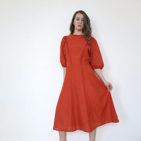 Vintage Red Puff Sleeve Dress Red Revelance Vintage 00001