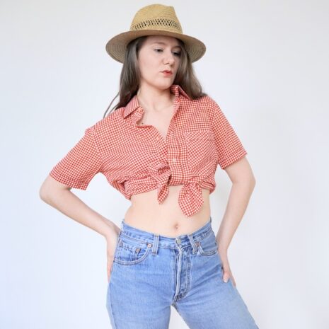 Vintage Red Shortsleeve Shirt Check Western Shirt Revelance Vintage 00005