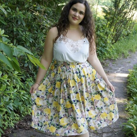 Vintage Yellow Floral Pleated Skirt Revelance Vintage00001