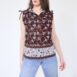 Vintage floral 90s blouse strap cinched vintage brown flower print cotton top Revelance Vintage00001