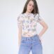 Vintage floral baby tee crop top blouse Revelance Vintage00002